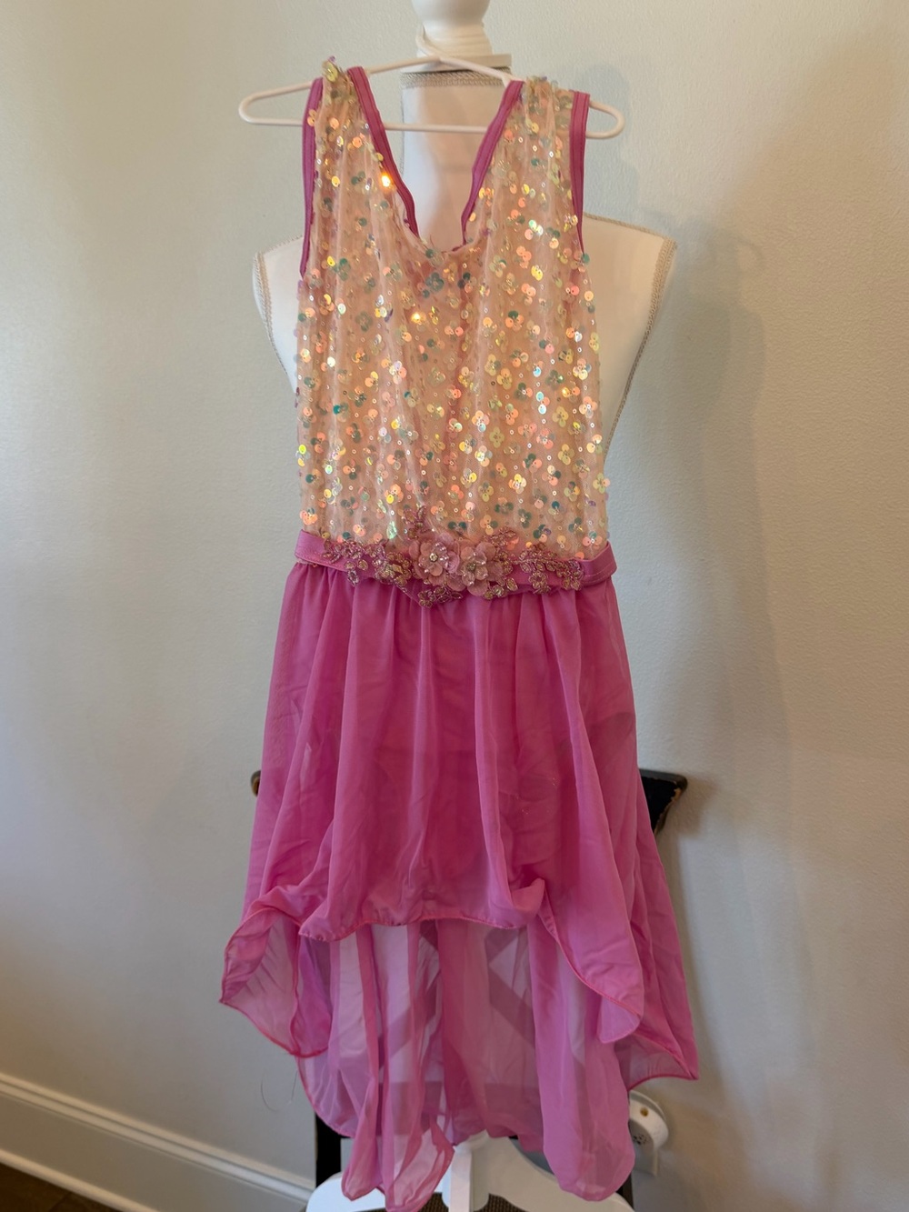 Pink Sequin Tulle Girls Costume Dress